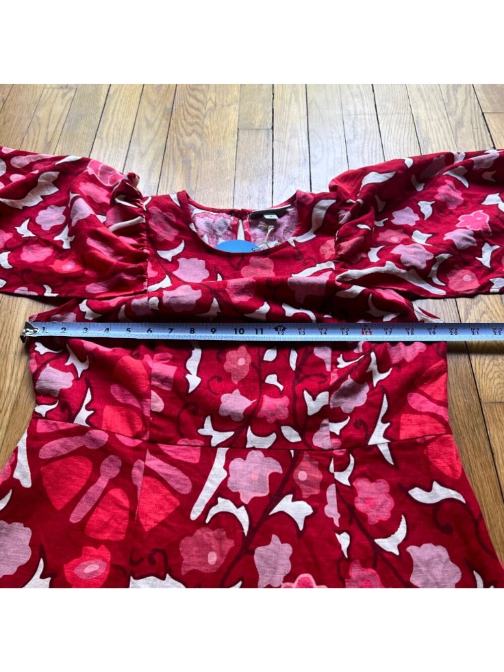 Rhode X Target Size 14 NEW Red Zinnia Floral Print Short Bell Sleeve Midi Dress - Picture 7 of 16
